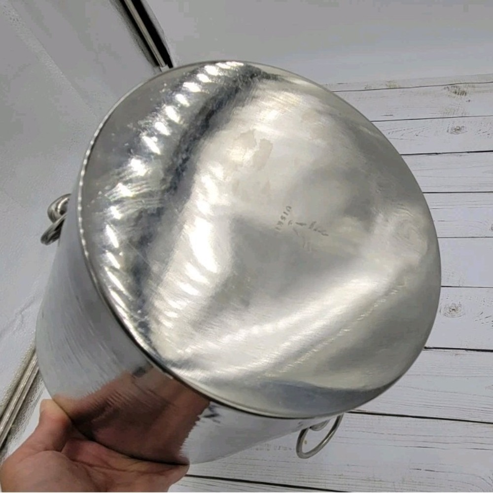 Viski Admiral Hammered Ice Bucket Silver Metal with Ring Handles - Picture 9 of 9